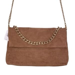 NWT | Express Suede Handbag | Clutch with Golden | Bronze Accents